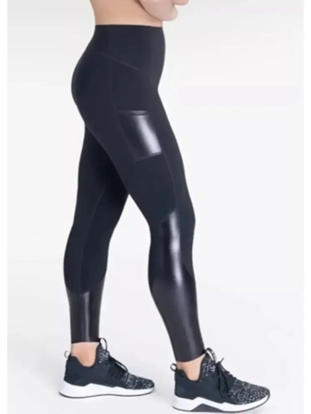 SPANX Black EveryWear Gloss Pocket Leggings Size XL High Waisted 20193R Stretch